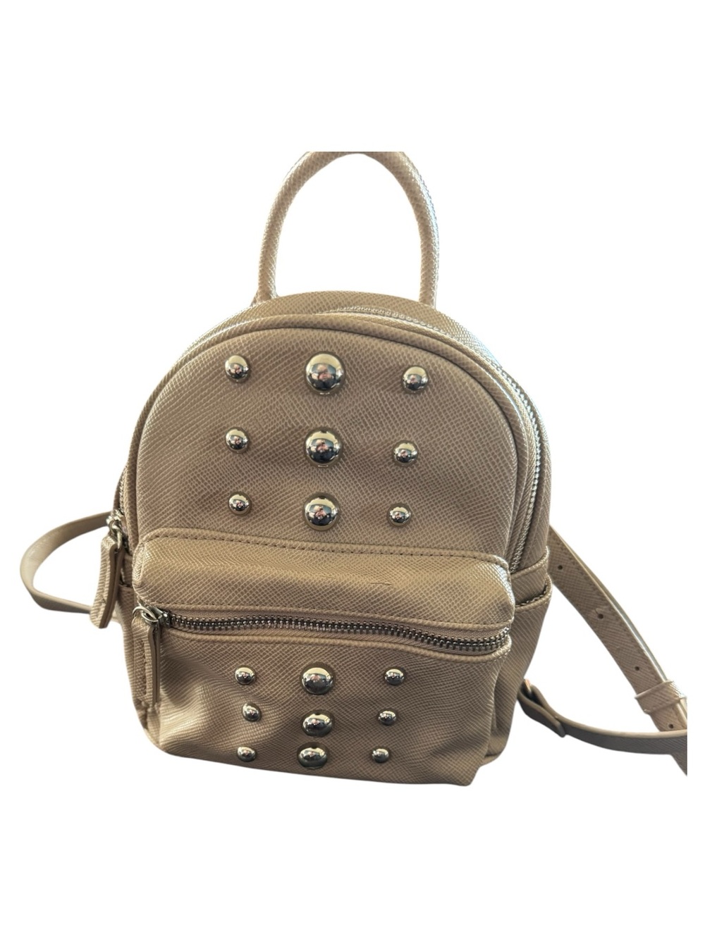 Steve Madden Taupe Mini Backpack with Silver Studs